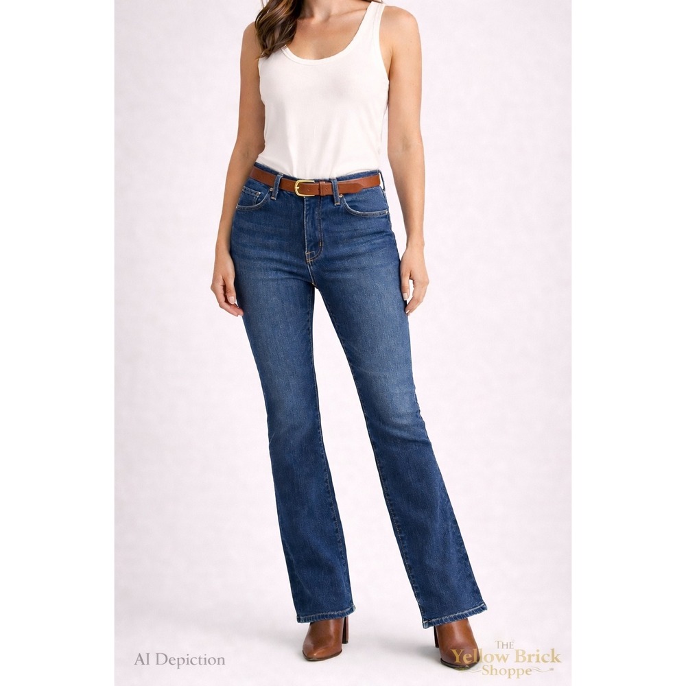 Classic Women's Mid-Rise Bootcut Jeans in Dark Blue